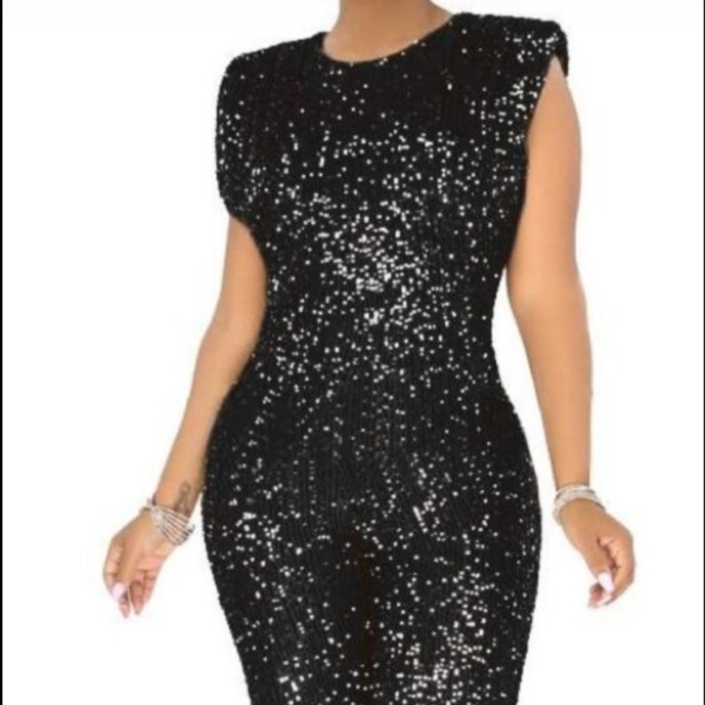 Black Sequin Jumpsuit